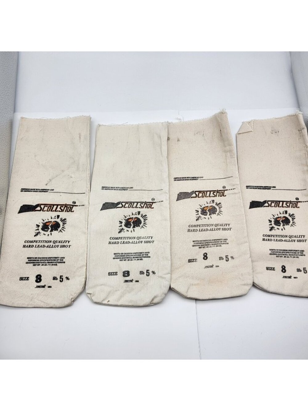 Vintage Lead Shot Canvas Bags 4 Empty Lot scottshot sz 8